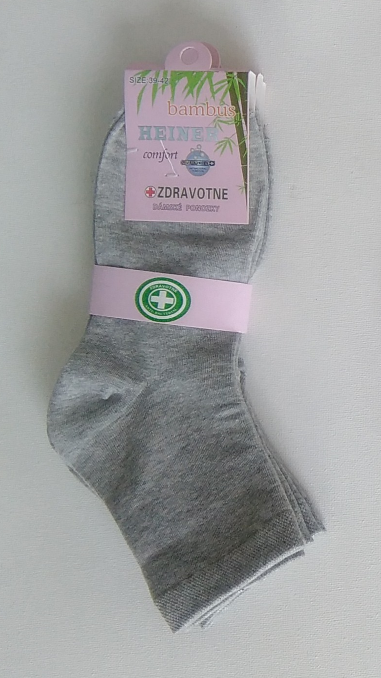  Klasické dámske ponožky sivé č. 39-42 HEINER 3 páry