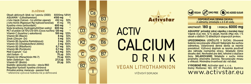 ACTIV CALCIUM DRINK VEGAN 180 g